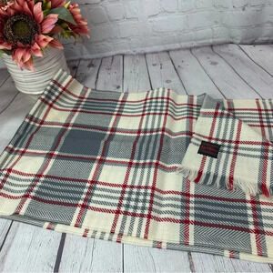 vintage lochshire scarf red grey cream plaid
